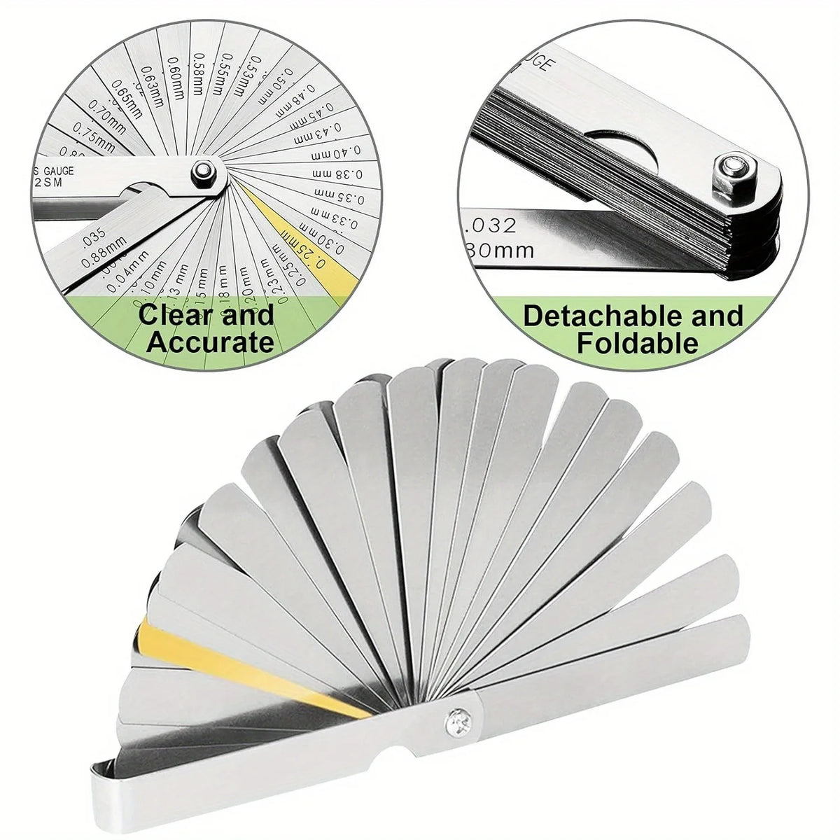 32-Piece Stainless Steel Feeler Gauge Set – Precision Gap Tool Feeler Gauge Set Babs