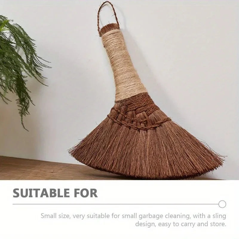 Small Bamboo Palm Hand Broom – Short Handle Desk Dust Brush Hand Broom Babs