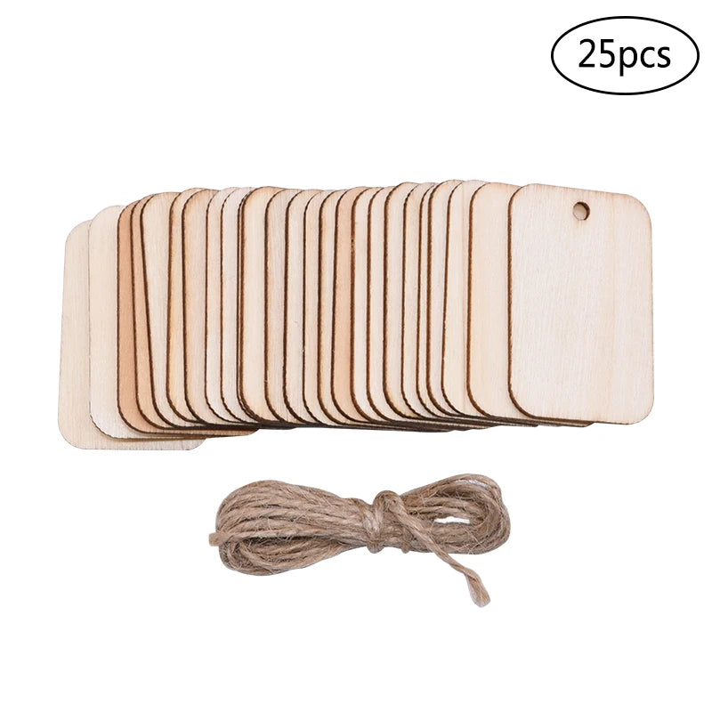 Unfinished Wood Slice Gift Tags with Rope | DIY Wedding & Party Wood Gift Tags Babs 25pcs