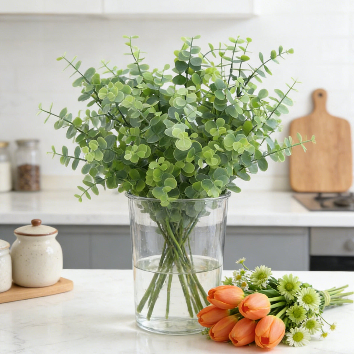 Artificial Eucalyptus Branch | Fake Green Leaves Home Decor Artificial Plant Branch Babs