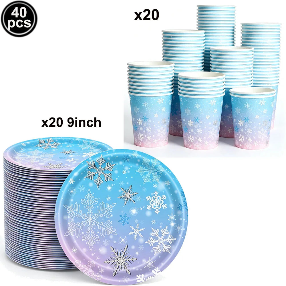 Frozen Winter Birthday Party Supplies – Plates, Cups & Balloons