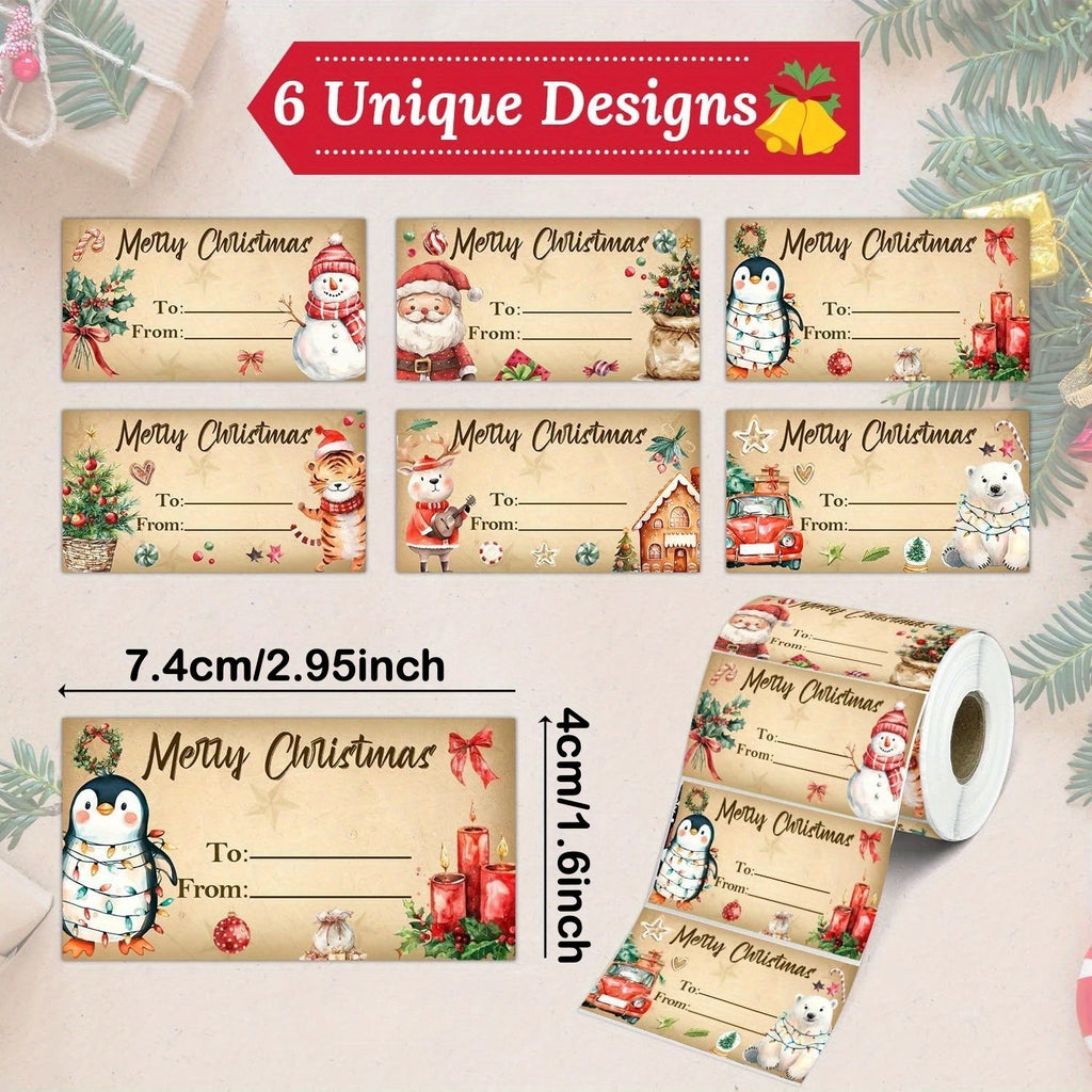 180PCS Christmas Stickers Roll – Santa & Holiday Gift Designs Holiday Craft Stickers Babs