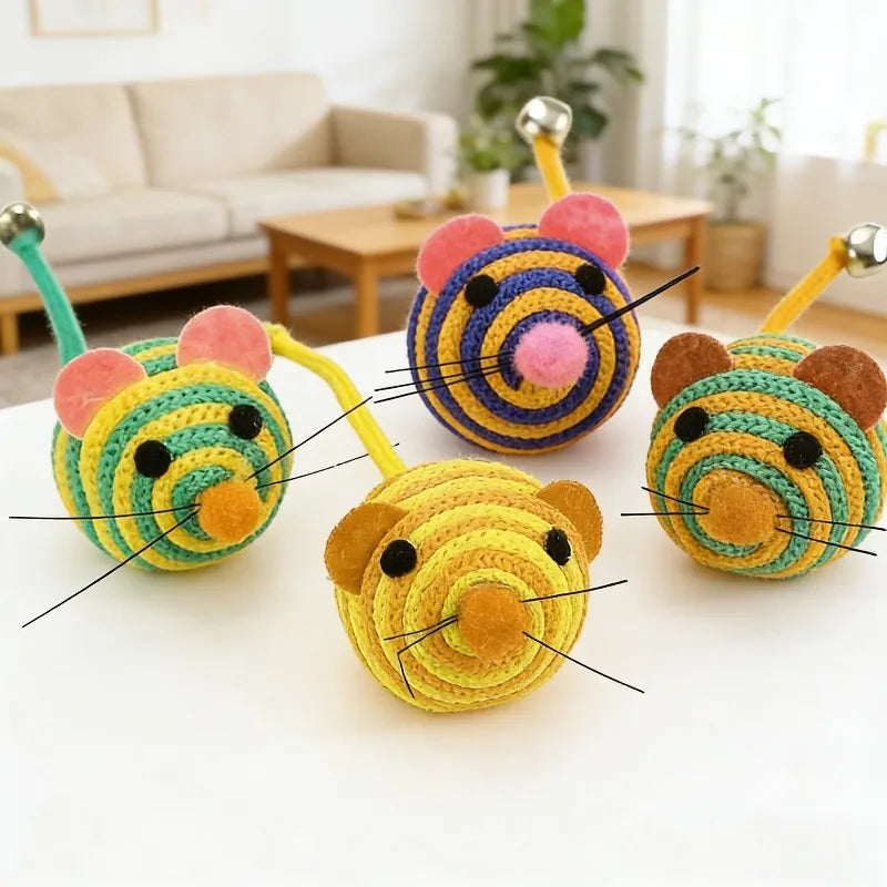 Cute Mouse Yarn Cat Ball Toys with Bell – Kitten Chew Toy Cat Chew Toy Babs