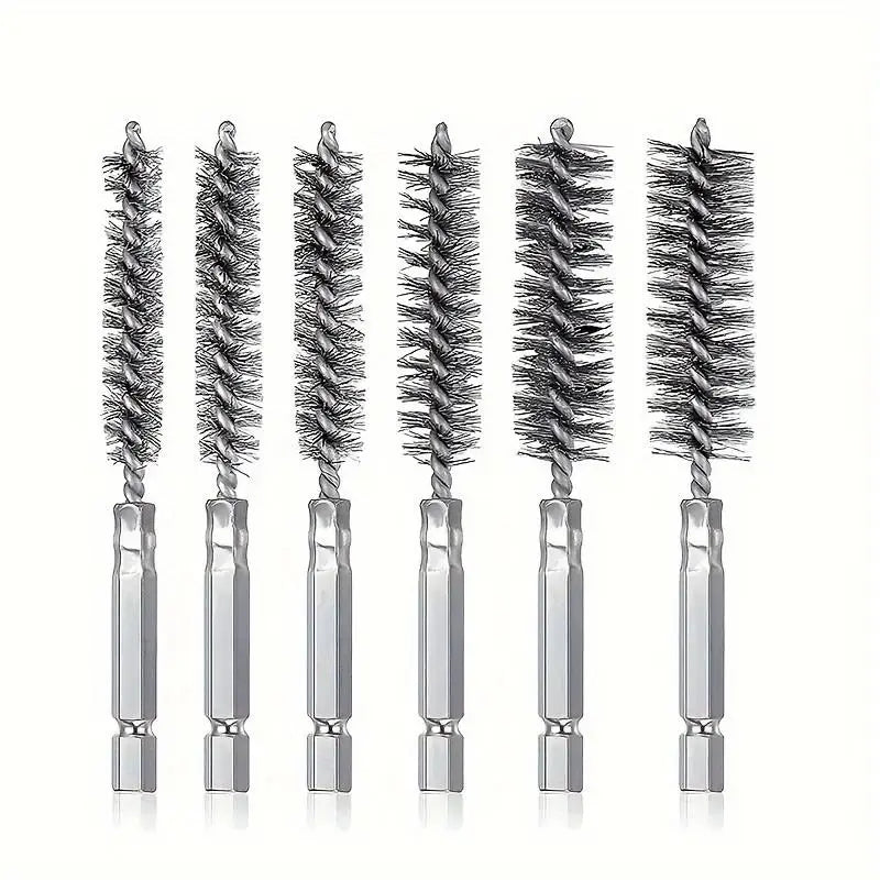 6-Piece Stainless Steel Wire Tube Brush Set – Deburring & Polishing Wire Tube Brush Set Babs Silver