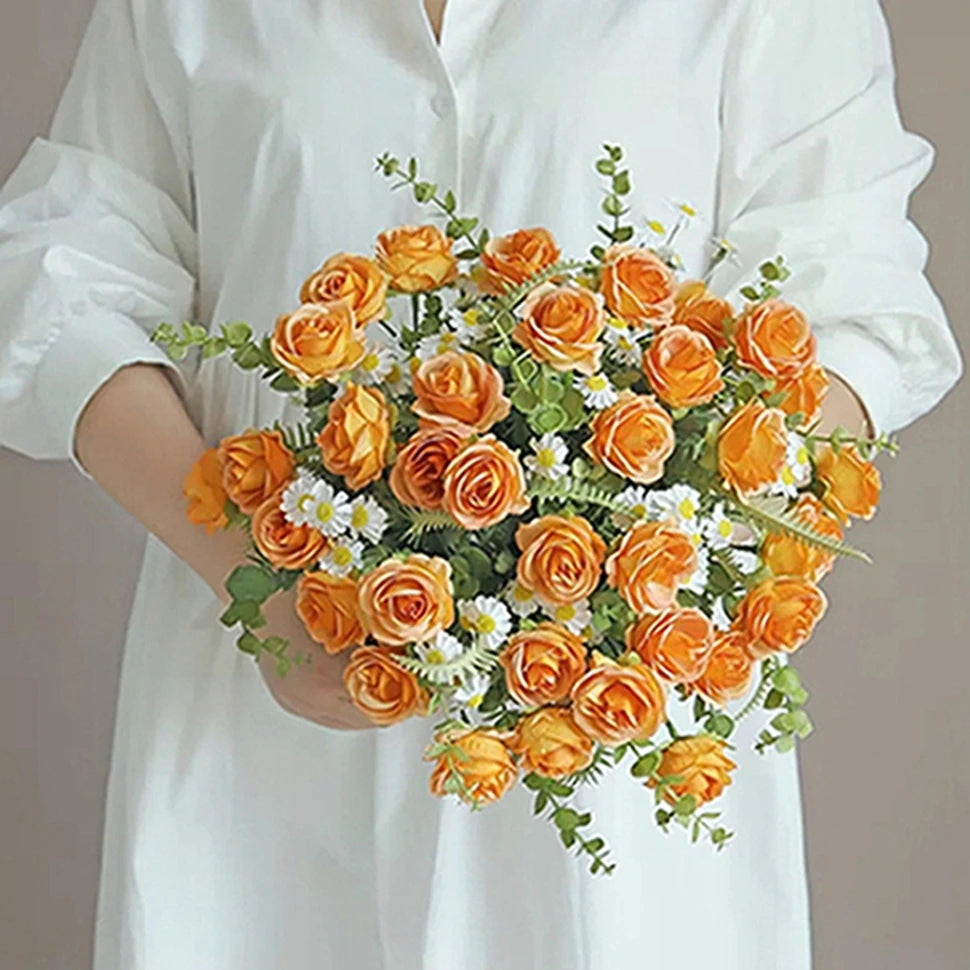 Silk Rose Artificial Flower Bouquet – Wedding & Home Decor Artificial Flower Bouquet Babs