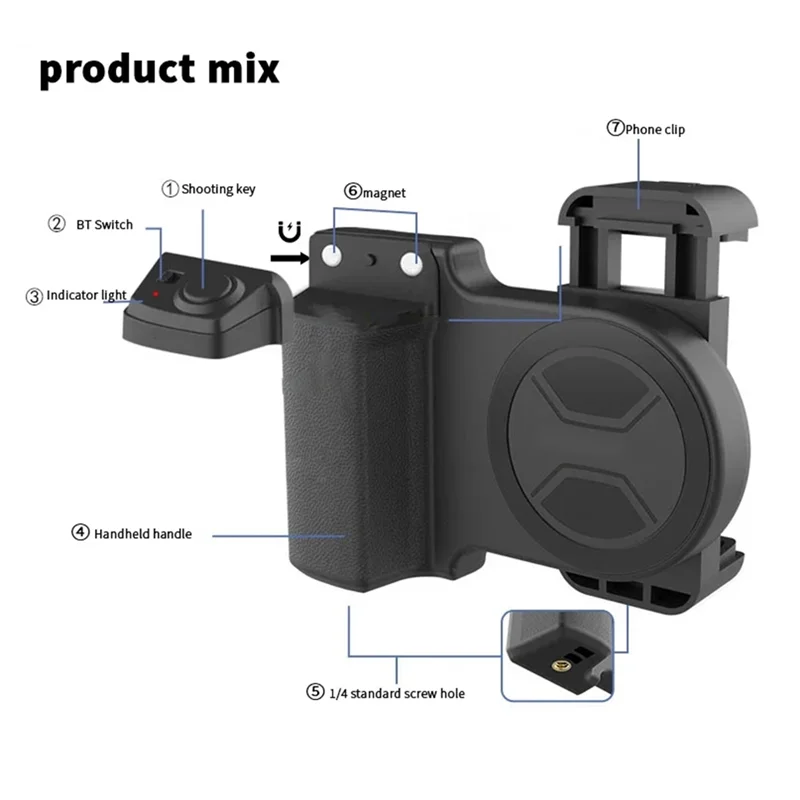 Smartphone Selfie Grip Handle & Bluetooth Shutter Remote Smartphone Camera Grip Babs