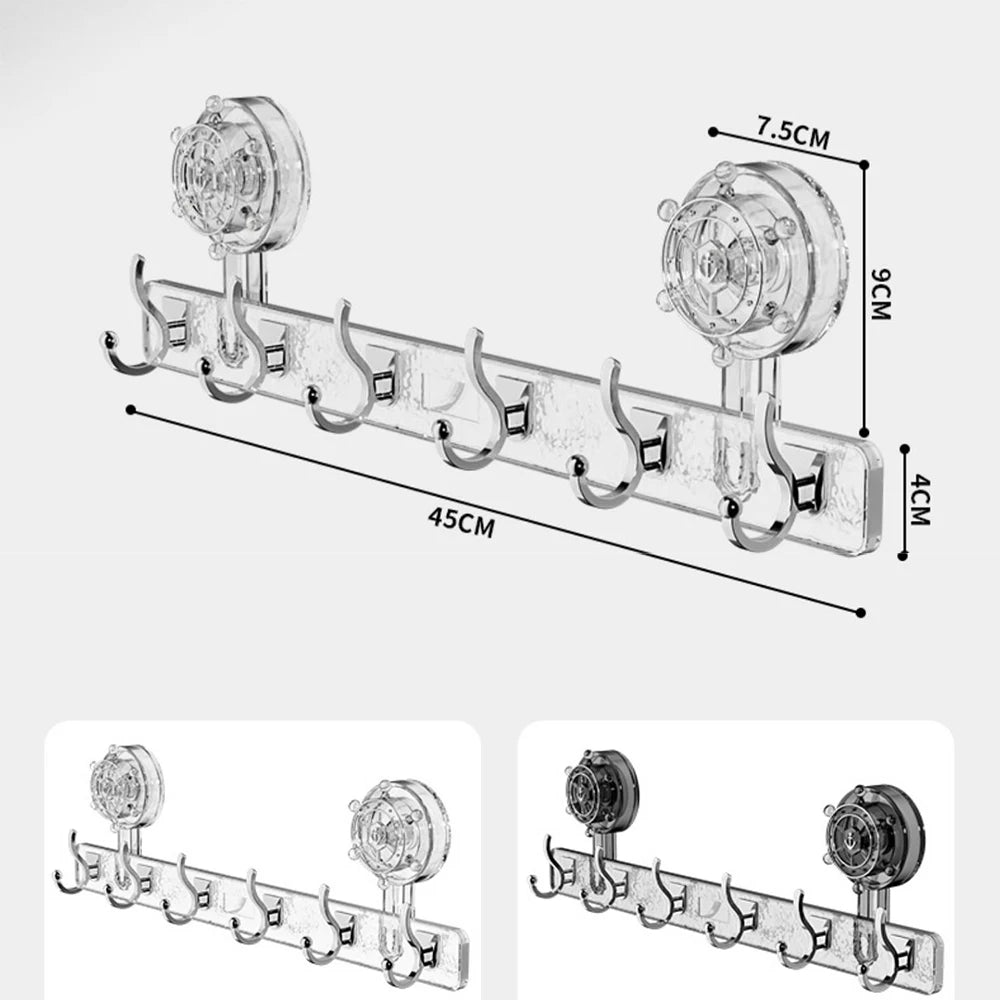 6-Hook Suction Cup Towel Holder – No-Drill Bathroom Bar Suction Towel Holder Babs