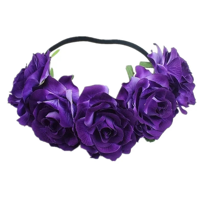 Rose Floral Wreath Crown Headband – Bridal & Party Hair Accessory Floral Hair Crown Babs 3
