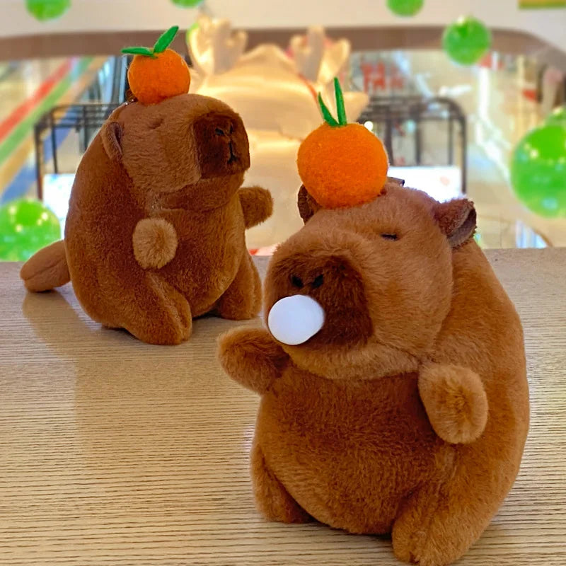 Plush Capybara Keychain Pendant – Cute Persimmon Bubble Doll Plush Keychain Pendant Babs