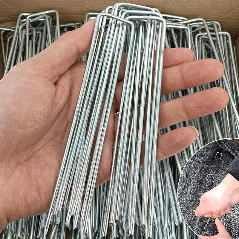 U-Shaped Garden Stakes Pins 25/50 Pcs – Heavy Duty Stainless Garden Stakes Pins Babs