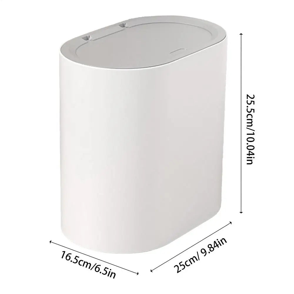Press-Top Trash Can with Lid – Compact ABS Bathroom Bin Press-Top Trash Can Babs gray 1pcs