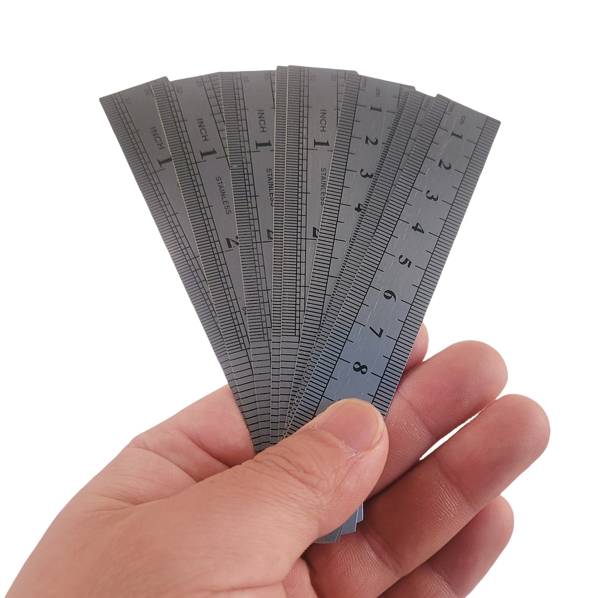 10pcs Stainless Steel 4-Inch Double-Sided Rulers – Drawing & Teaching Precision Metal Ruler Babs