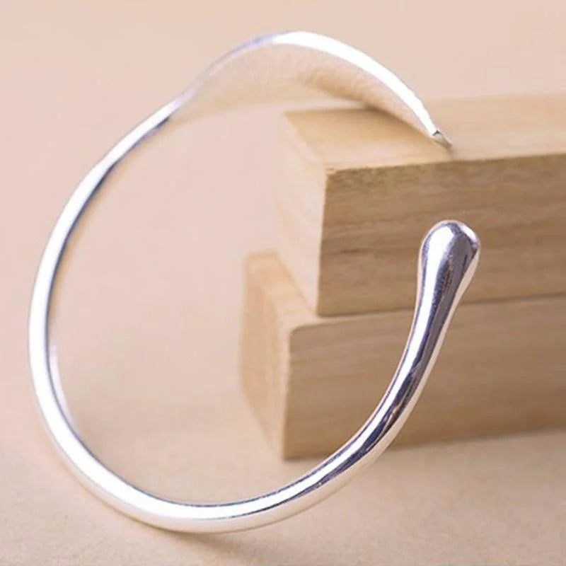Women's Silver Leaf Cuff Bangle | Open Plant Bracelet Cuff Bangle Bracelet Babs