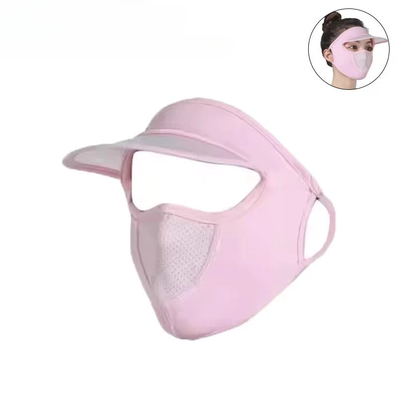 Women's UPF 50+ Ice Silk Sun Shield Face Mask | Breathable UV Sun Shield Mask Babs Pink-1PC