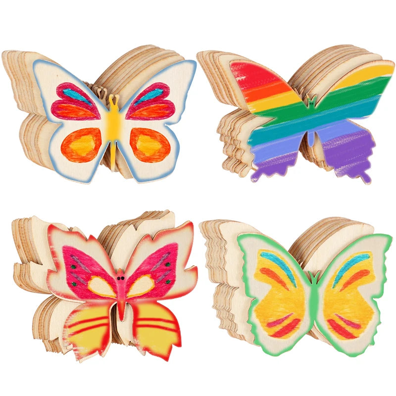 10pcs Unfinished Wooden Butterfly Blanks – DIY Craft Kit DIY Wood Craft Blanks Babs