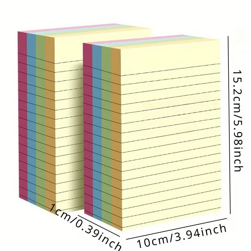 100-Page Self-Stick Lined Memo Pads – Colorful Sticky Notes Sticky Memo Pads Babs