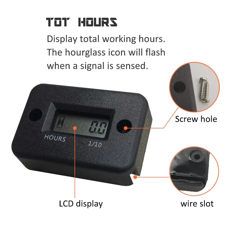 Digital LCD Hour Meter Counter – Motorcycle ATV Boat Generator Engine Hour Meter Babs