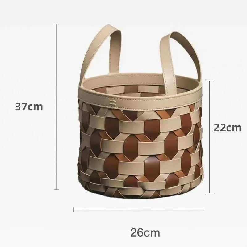 Large Leather Laundry Basket – Woven Storage Organizer Laundry Storage Basket Babs Laundry Basket