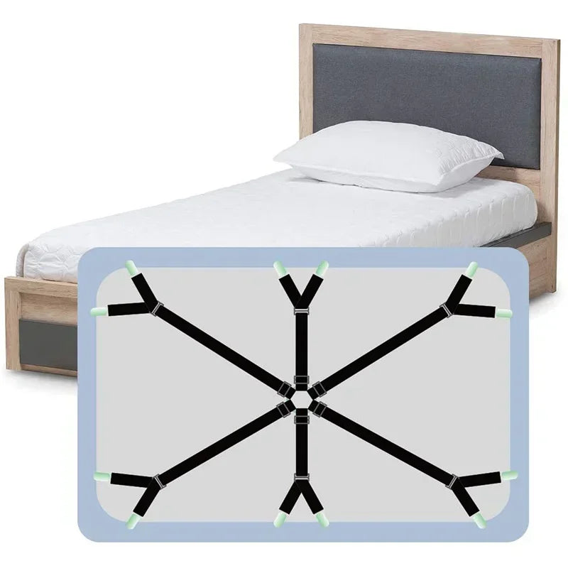 Adjustable Elastic Bed Sheet Holder Straps – 12 Clip Set Bed Sheet Clips Babs
