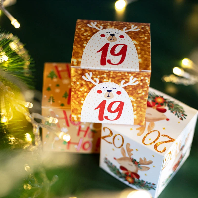 24-Day Christmas Advent Calendar Kraft Paper Gift Boxes Set Advent Calendar Boxes Babs