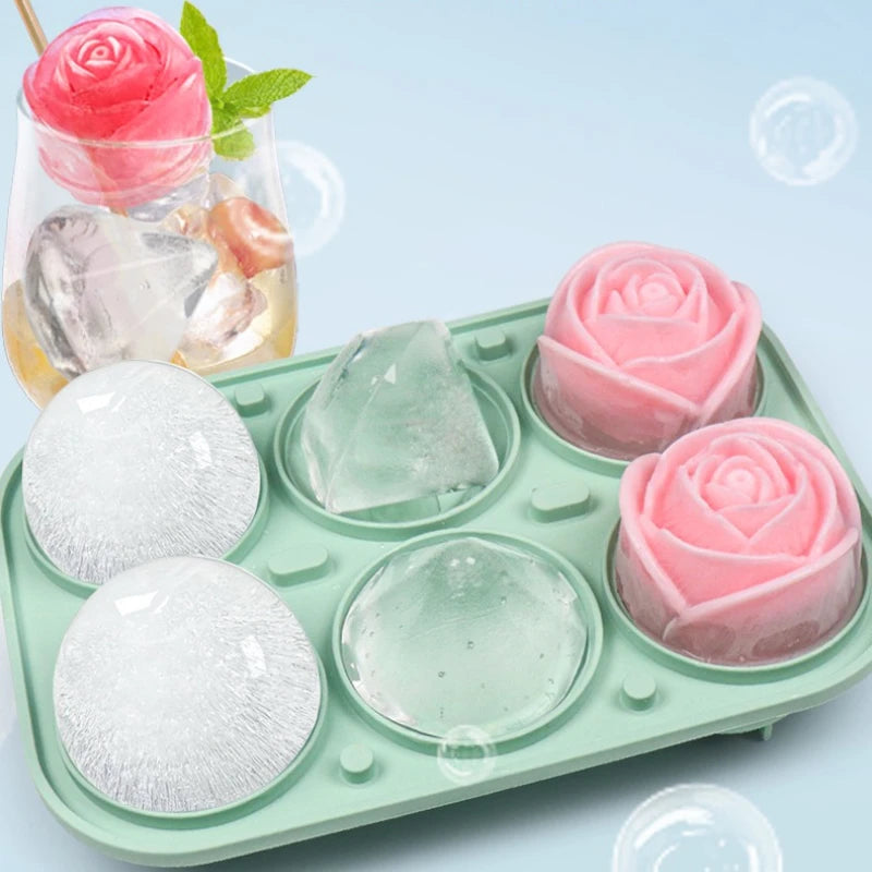 Silicone Ice Cube Mold – Rose, Diamond & Hockey Shapes Silicone Ice Mold Babs