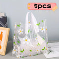 5-Pack Daisy Transparent Plastic Tote Gift Bags | Clear PE Plastic Gift Bag Babs 5pcs