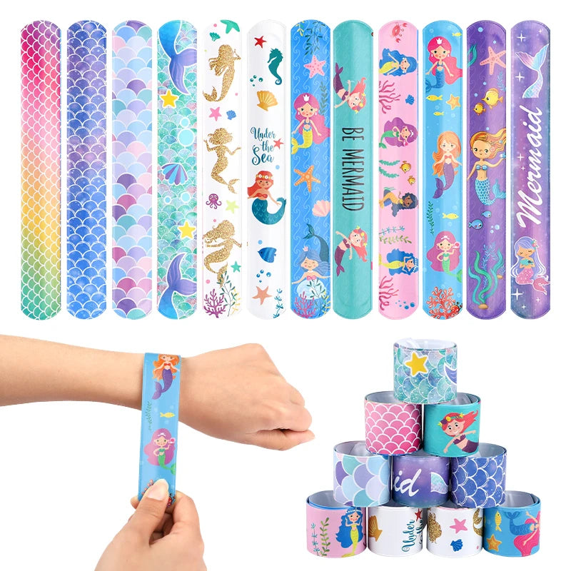 Mermaid Slap Bracelets 12/24pcs – Kids Party Favors & Bag Fillers Party Favor Bracelets Babs Mix Style 12Pcs