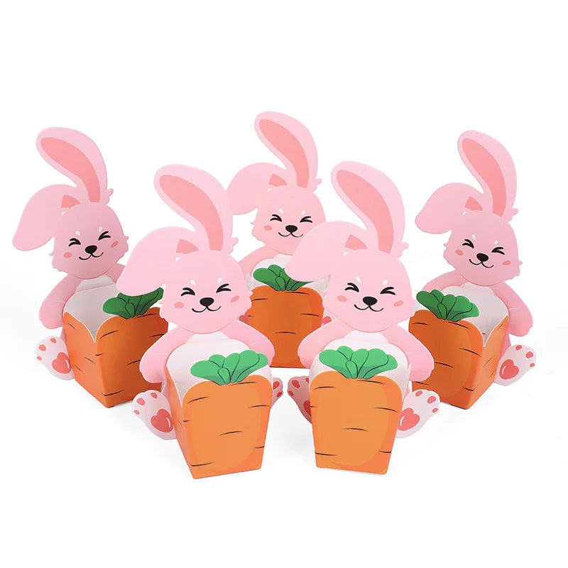 10pcs Easter Bunny Carrot Gift Boxes | Candy Cookie Party Favors Easter Party Gift Boxes Babs Rabbit 10Pcs