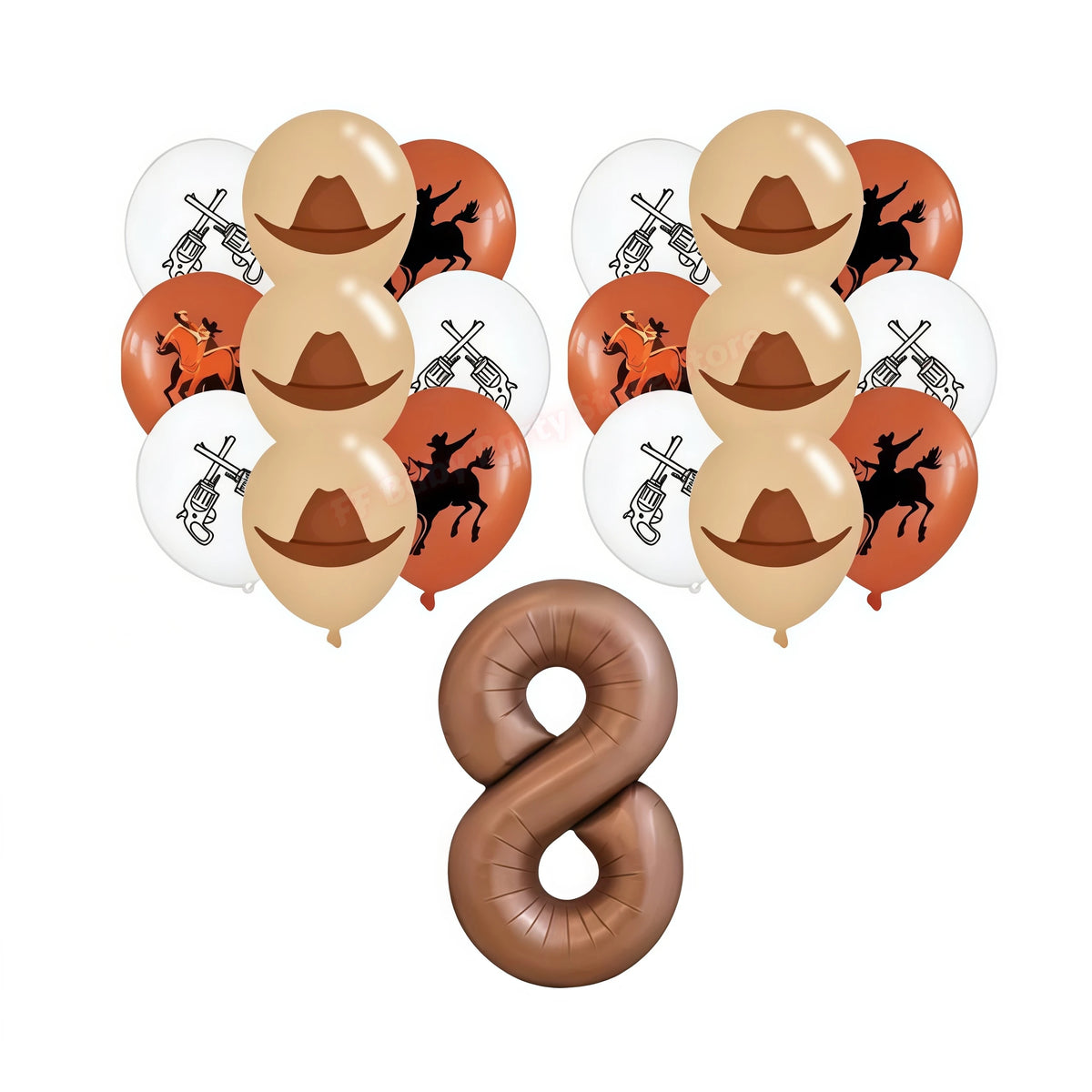 Wild West Cowboy Party Decoration Set – Balloons, Plates & Cups Party Decoration Set Babs 19pcs balloons-8 others