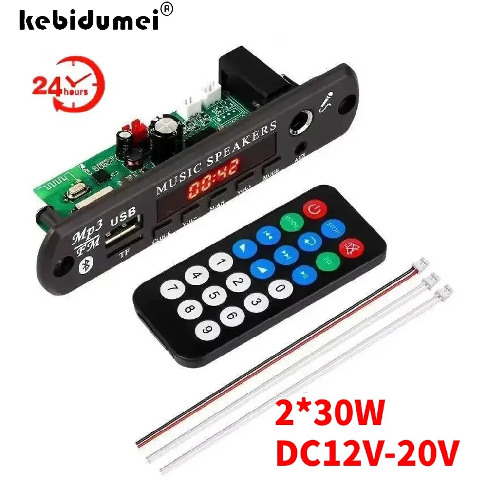 KEBIDUMEI 60W Bluetooth 5.3 MP3 Decoder Board USB FM Handsfree MP3 Decoder Amplifier Babs