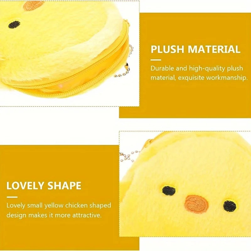 Cute Plush Chick Coin Purse – Zipper Wallet & Key Holder Novelty Coin Purse Babs