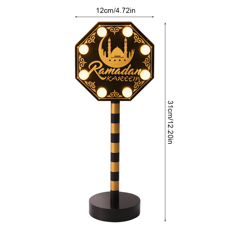 Ramadan Moon Star LED Wooden Lamp – Eid Mubarak Table Décor LED Table Lamp Babs C