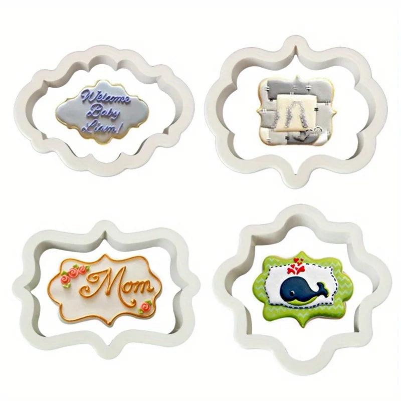 Vintage Plaque Frame Cookie Cutters – 2 Sets Fondant Molds Cookie Cutter Set Babs