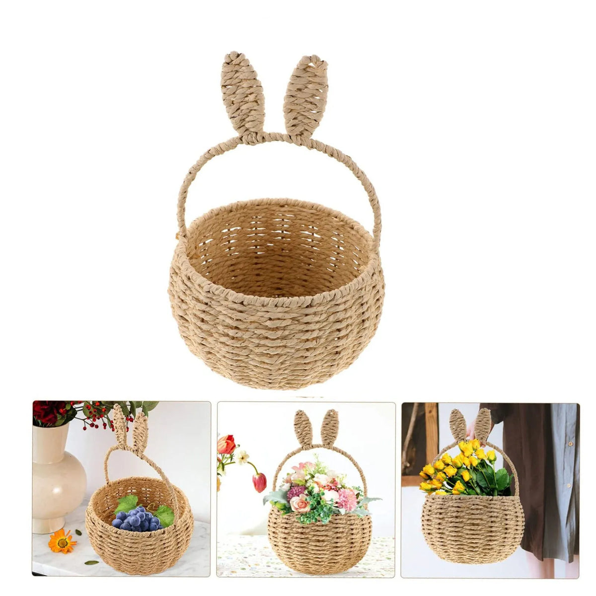 Easter Rattan Woven Hand Basket – Gift & Storage Organizer Woven Storage Basket Babs