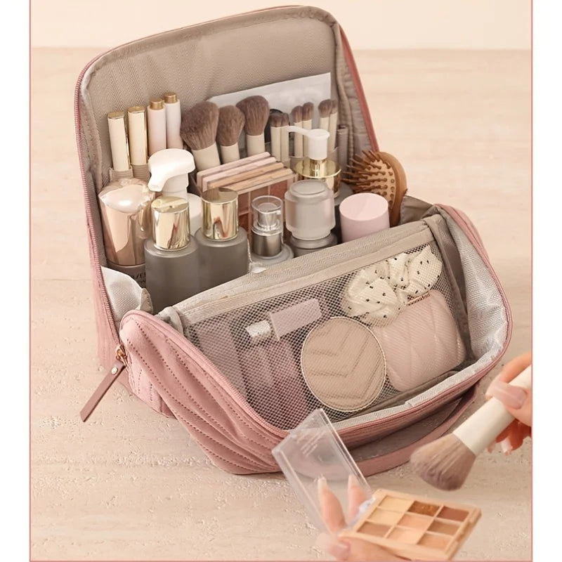 Large Capacity Vertical Travel Makeup Bag & Brush Organizer Travel Cosmetic Bag Babs