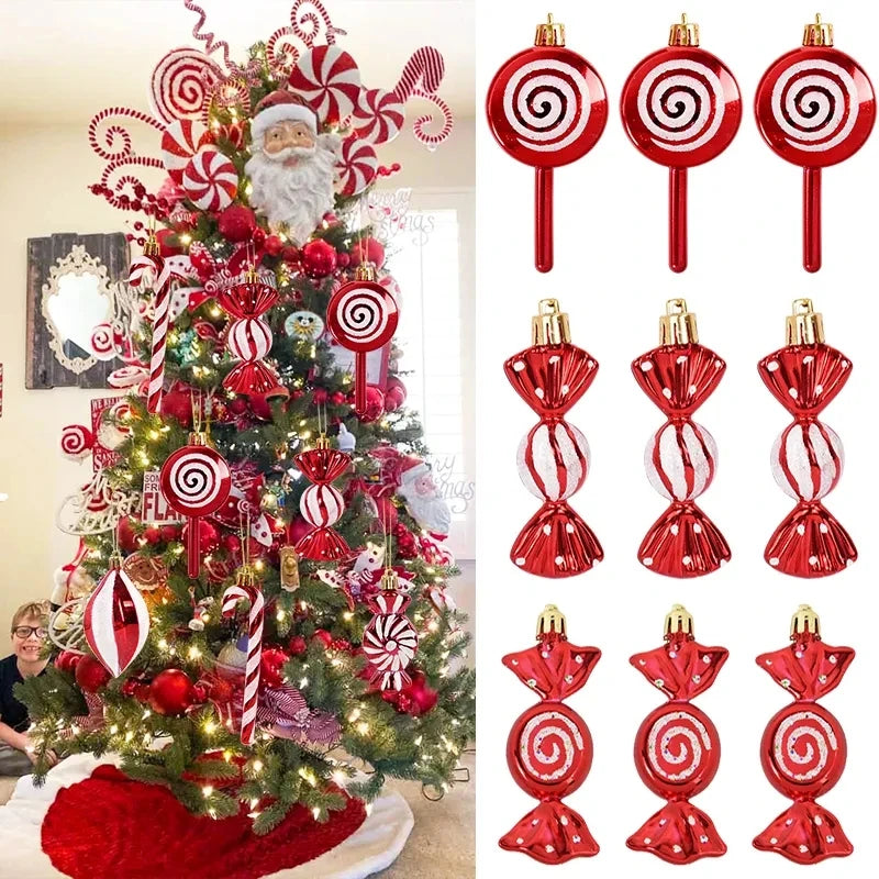 6Pcs Christmas Candy Cane Lollipop Tree Ornaments Set Christmas Ornaments Babs