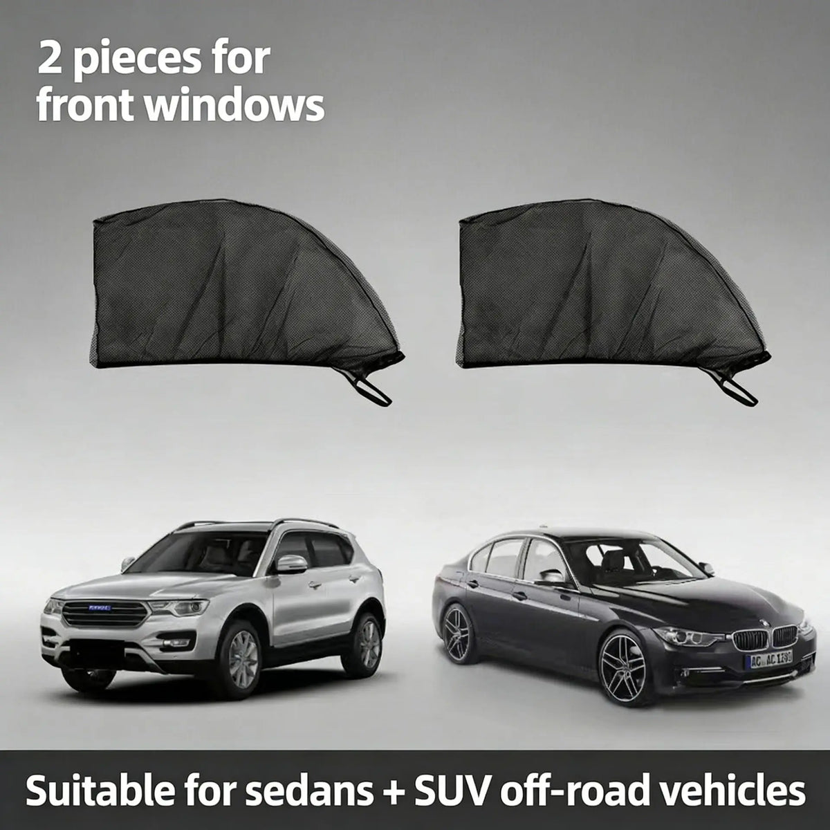 Car Window Sunshade Mesh Curtain – UV Block & Mosquito Net Car Window Sunshade Babs 2Pcs-front