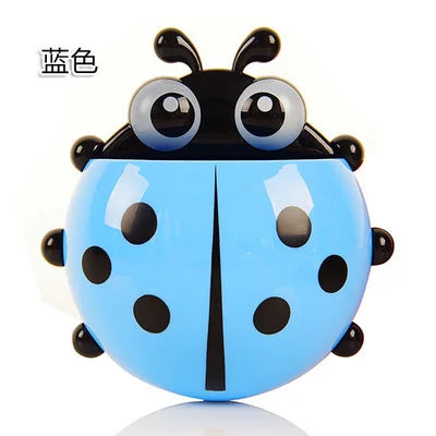 2pcs Ladybug Wall-Mounted Toothbrush Holder | No-Drill Organizer Toothbrush Holder Babs Blue