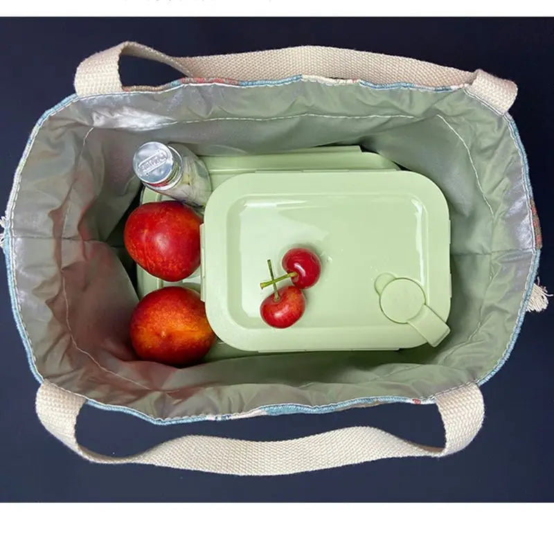 Plaid Drawstring Lunch Bag – Waterproof & Oil-Resistant Tote Drawstring Lunch Bag Babs