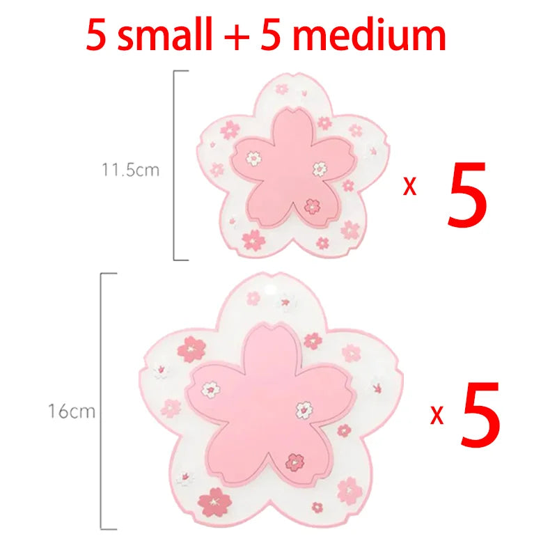 Sakura Blossom PVC Coasters – Insulated Floral Table Mats Decorative Coasters Babs 10 P