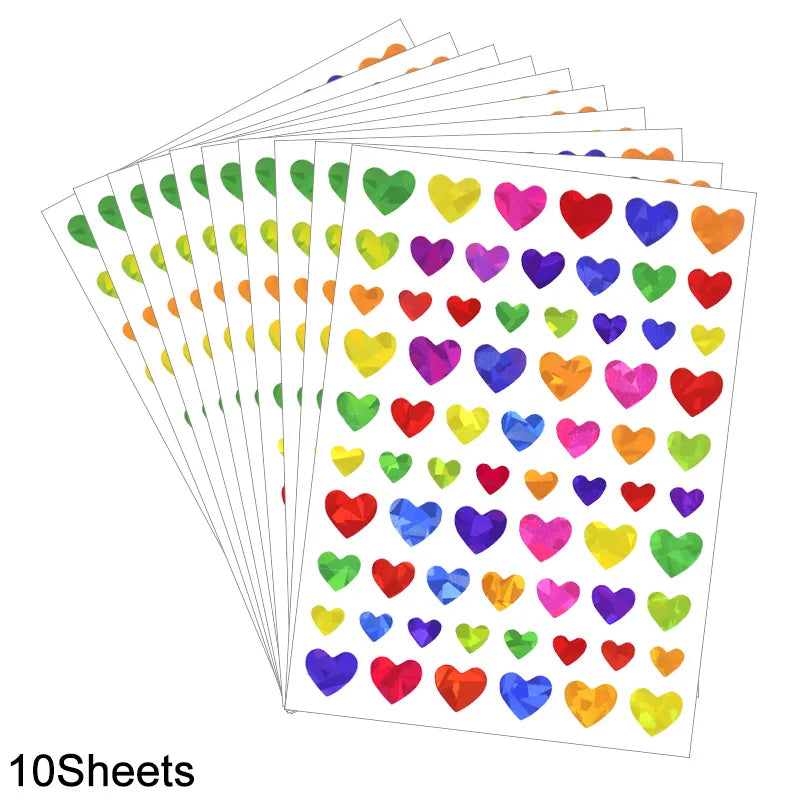 Glitter Star Dot Heart Stickers – Kids Party Favors & Reward Labels Glitter Craft Stickers Babs 10Sheets Heart Other