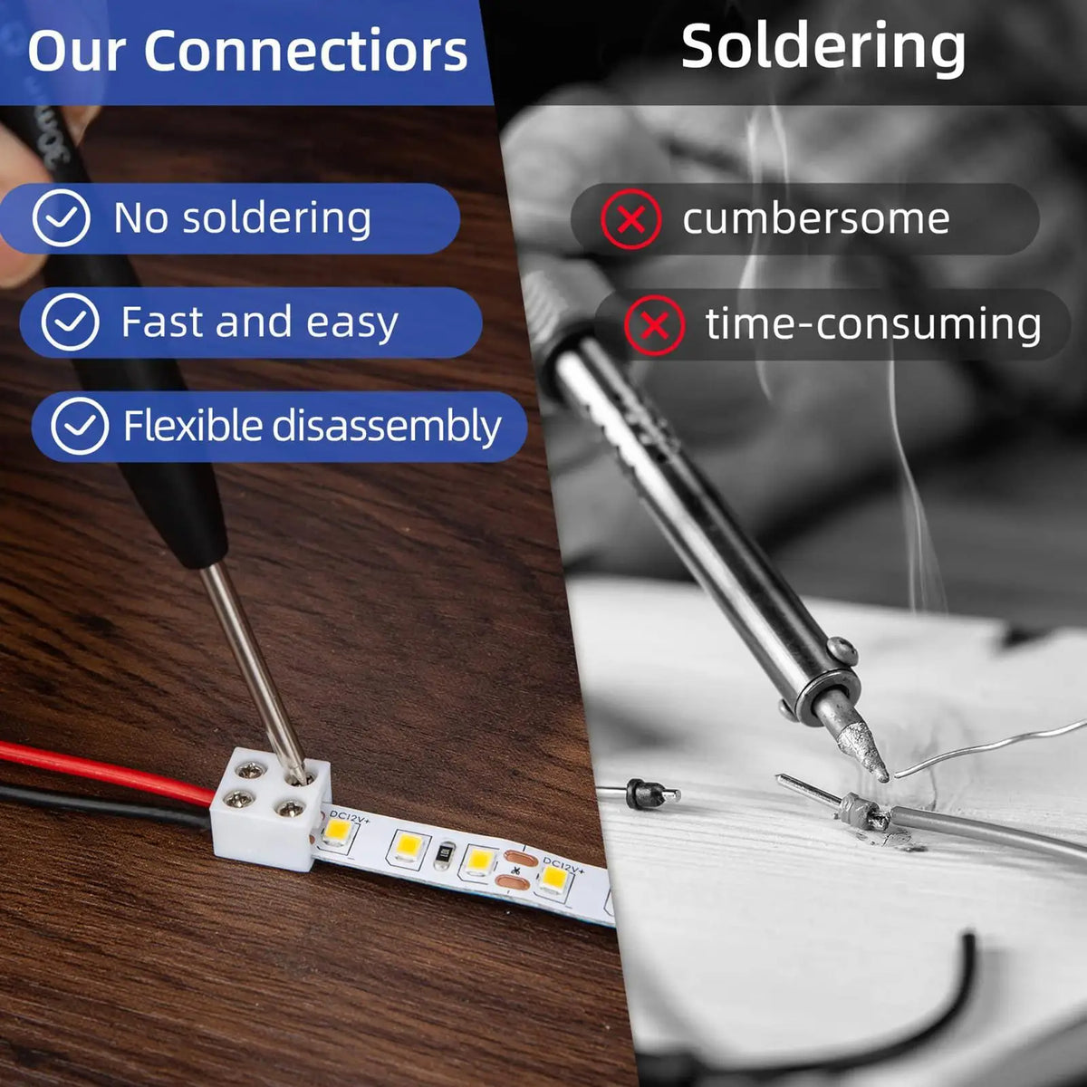 8mm Solderless LED Strip Connectors – Male & Female Terminal LED Strip Connector Babs