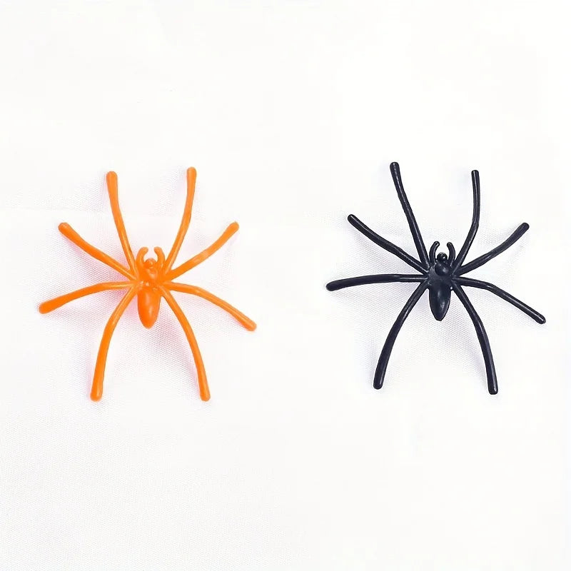 20 Fake Plastic Spiders Black & Orange Halloween Prank Decor Halloween Prank Props Babs