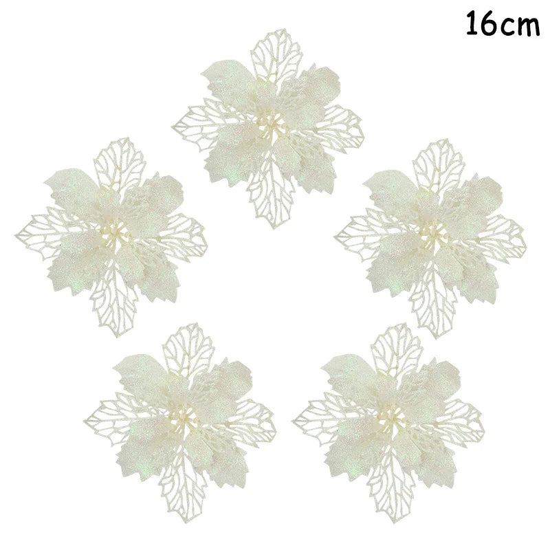 5Pcs Christmas Red Berry & Pine Cone Artificial Branches Décor Christmas Décor Branches Babs 5pcs white flower