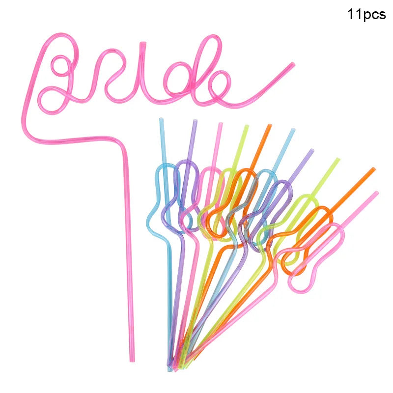 Bachelorette Party Straws – Bridal Shower & Hen Night Favors Party Novelty Straws Babs 1Bride 10Mix