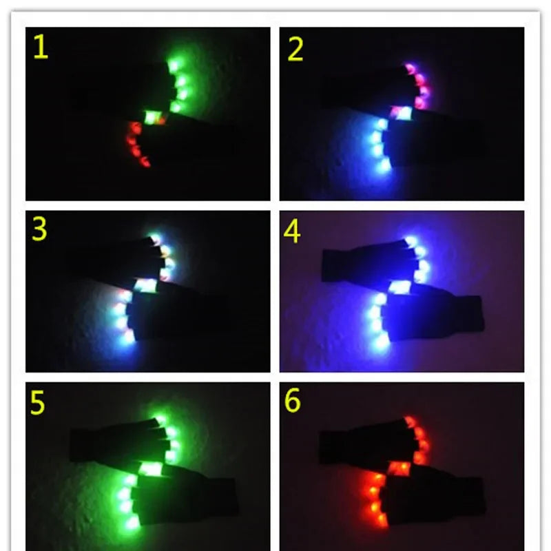 LED Flashing Fingertip Light-Up Gloves – Rave, Party & Cosplay LED Party Gloves Babs