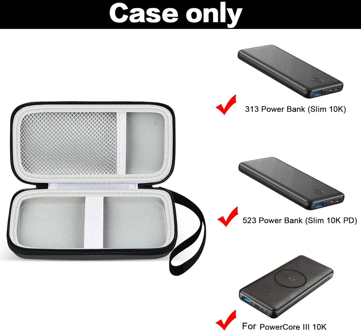Power Bank Case for Anker 313 PowerCore Slim 10K Storage Bag Power Bank Case Babs