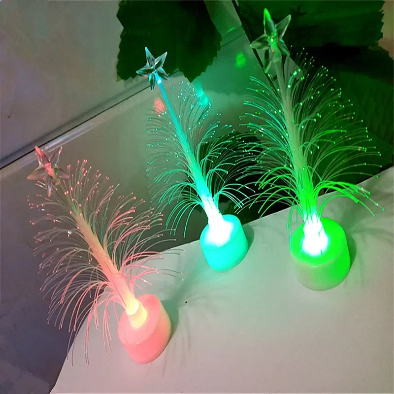 12Pcs Fiber Optic Christmas Trees Color-Changing Star Ornaments Christmas Tree Ornaments Babs