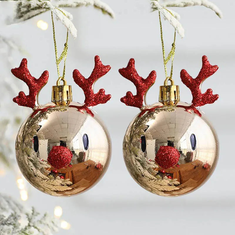 2pcs Elk Christmas Ball Ornaments – Xmas Tree Hanging Baubles Christmas Tree Ornaments Babs