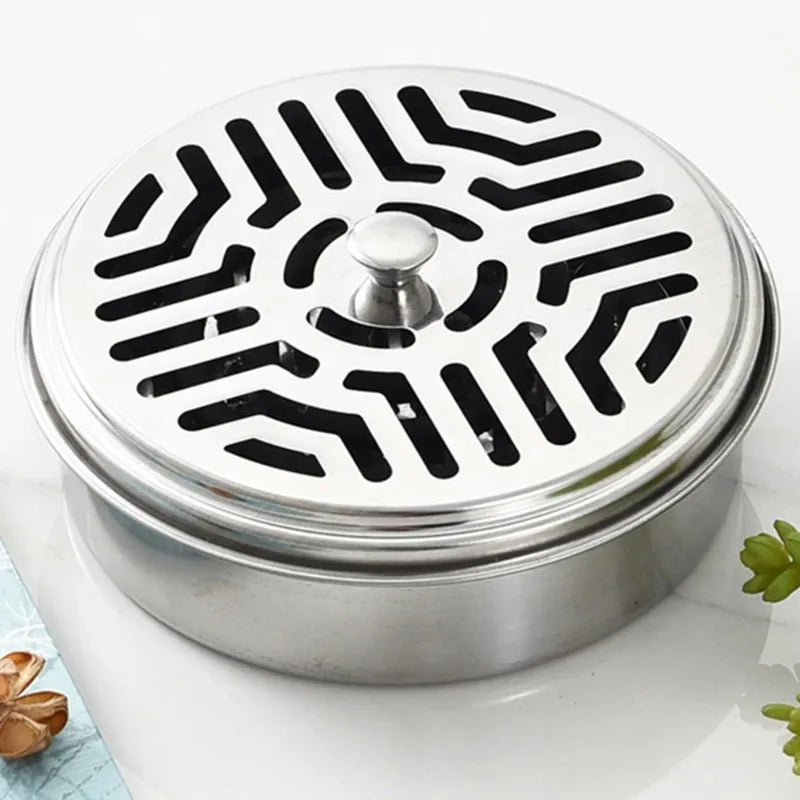Stainless Steel Mosquito Coil Holder Round Tray with Cover Mosquito Coil Holder Babs